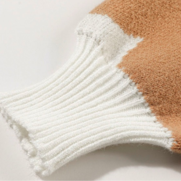 Khaki Big Flower Pattern Shift Drop Shoulder Sweater - Picture 6 of 10